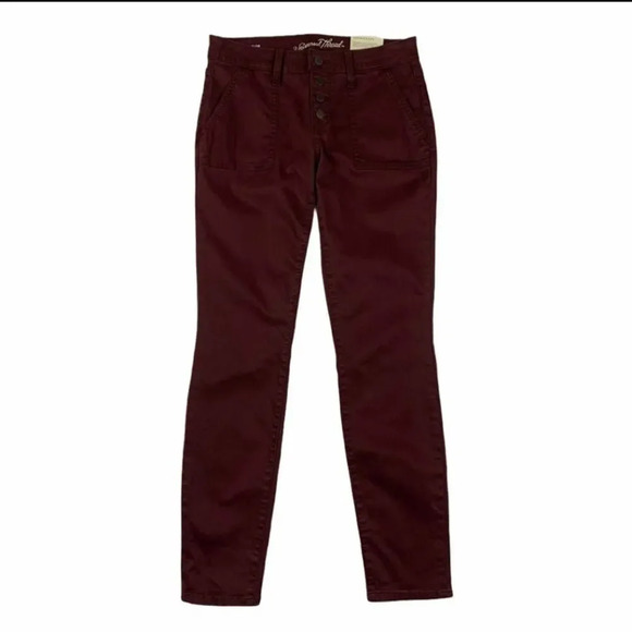 Universal Thread Womens Mid Rise Skinny Ankle Chino Pants Size 0/25 Burgundy NEW - Picture 1 of 5